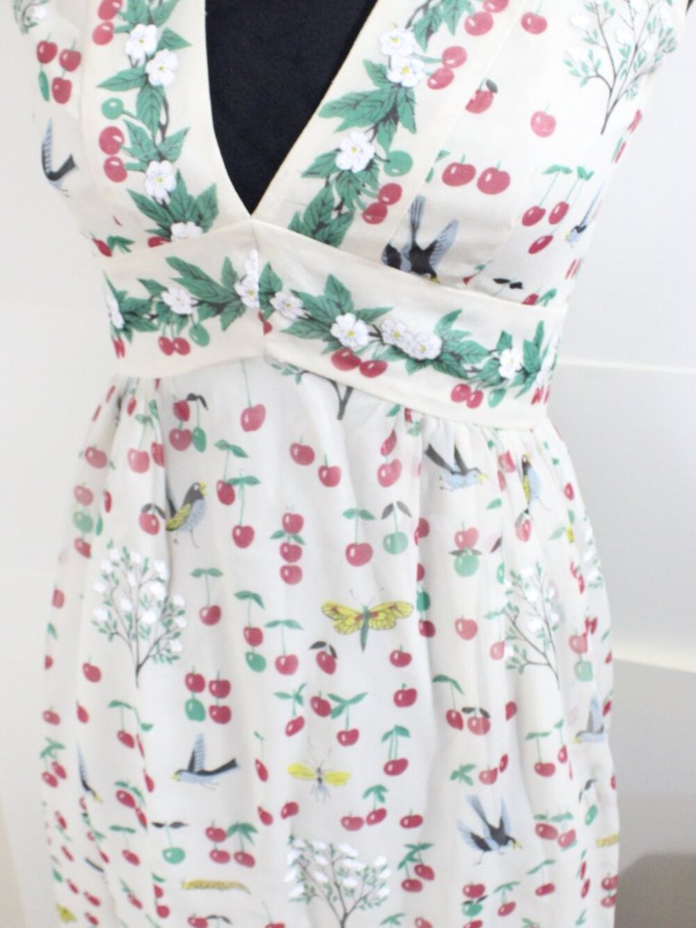Anna Sui For Anthropolgie, Pink Silk Birds Eye view Dress, Size 0.